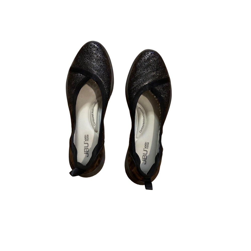 JBU Women's Emma Black Sparkle Comfort Arch Support Slip On Flats Shoes